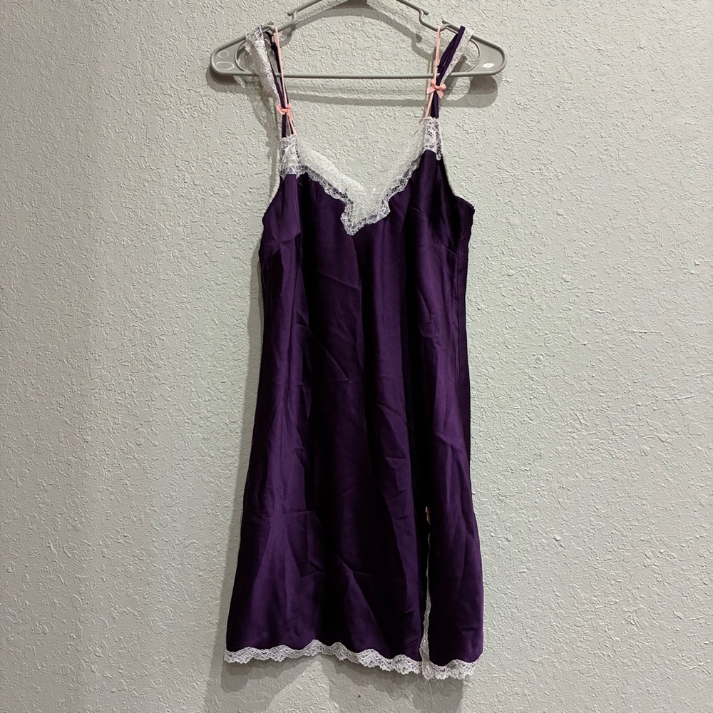 Victoria’s Secret Purple Satin Lace Slip Dress | Pink Bows 2015 Mini